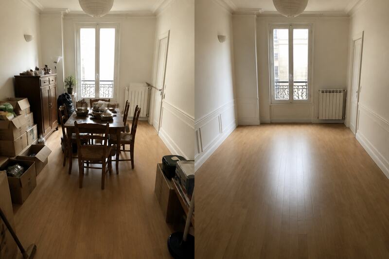 Avant après débarras d'un appartement meublé